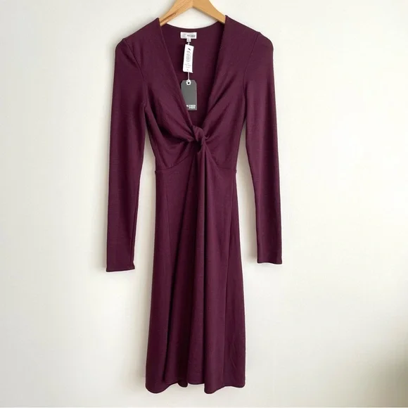 Aritzia Wilfred Free Paige Twist Front Longsleeve Dress in Cardamon NWT - Picture 5 of 15